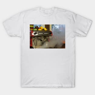 Letting off Steam - Coffee Maker by Avril Thomas T-Shirt